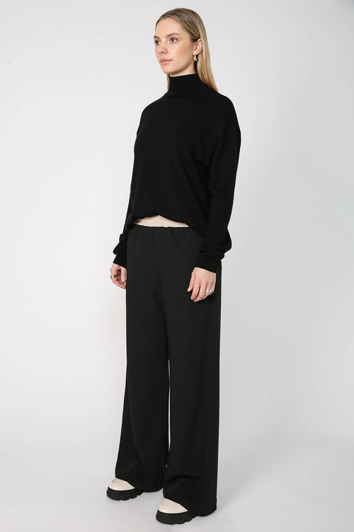 coached contrast pant / black