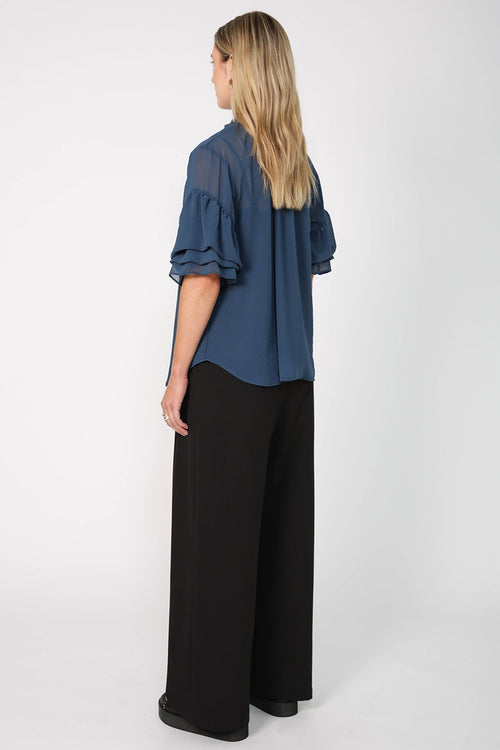 ruffed shirt / dark teal
