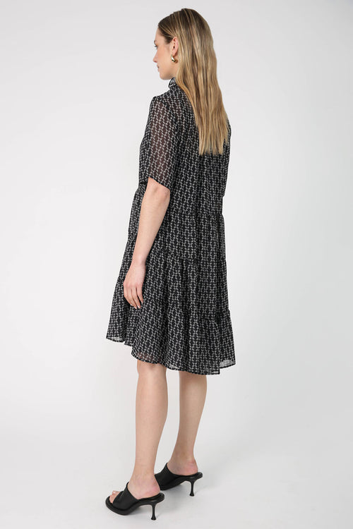 emissive tee dress / black|sand sequence print