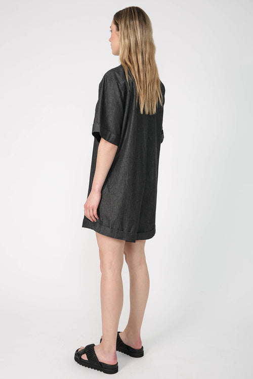 salute playsuit / black chambray