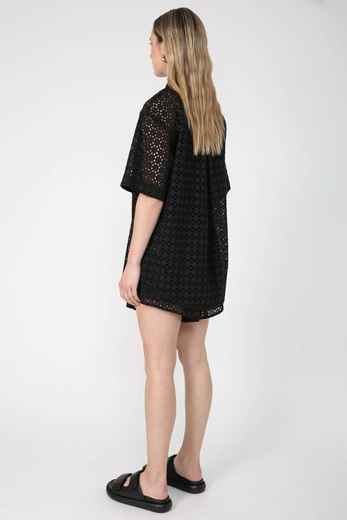 trooper broderie shirt / black