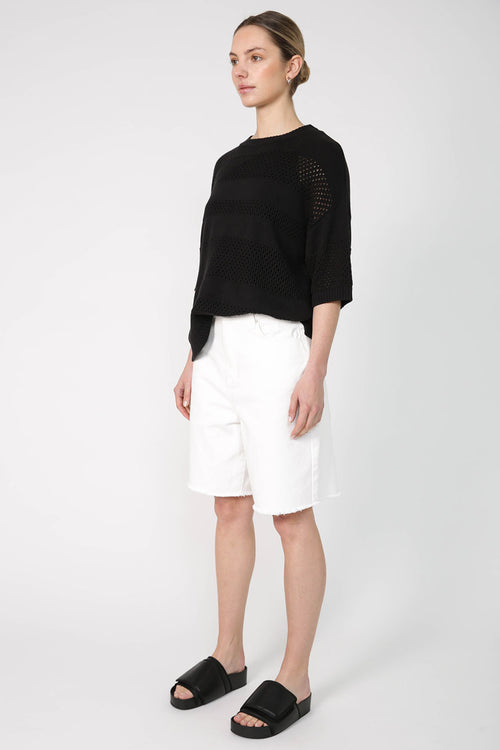 lift denim short / ivory white