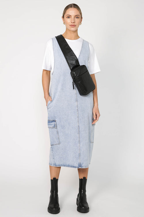 clique pinni dress / washed indigo blue