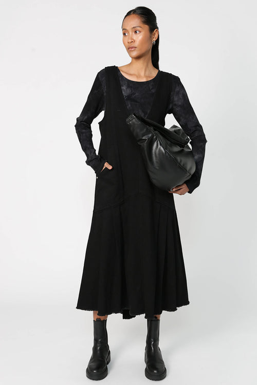 shy layering top / black|charcoal tie dye