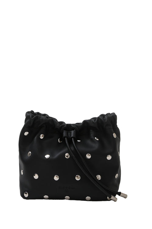 drawn mini stud bag / black | silver