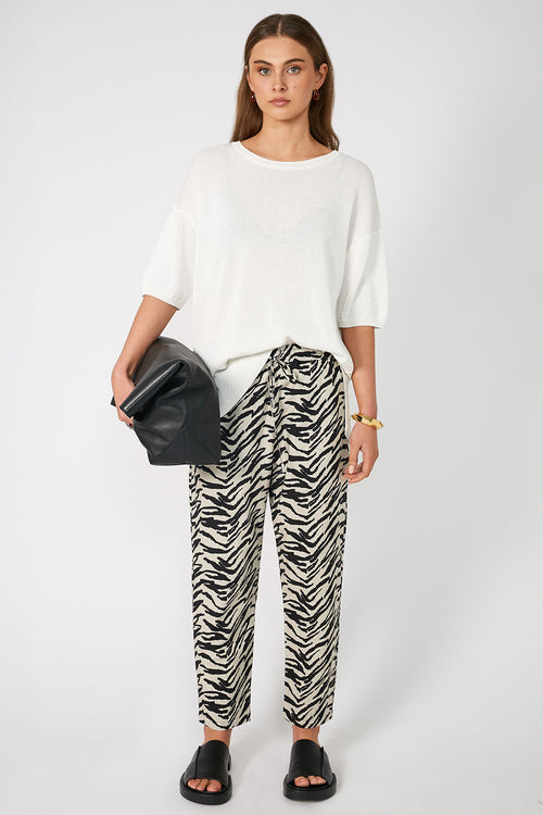 dessa pant / natural|black abstract zebra