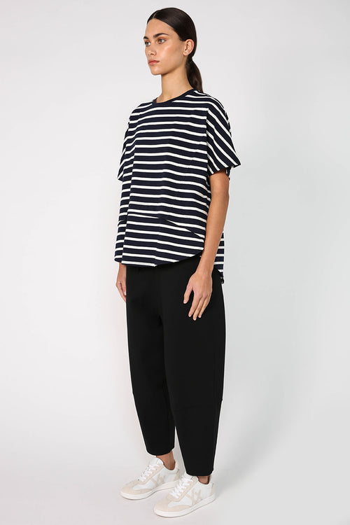 overturn tee / navy|white stripe