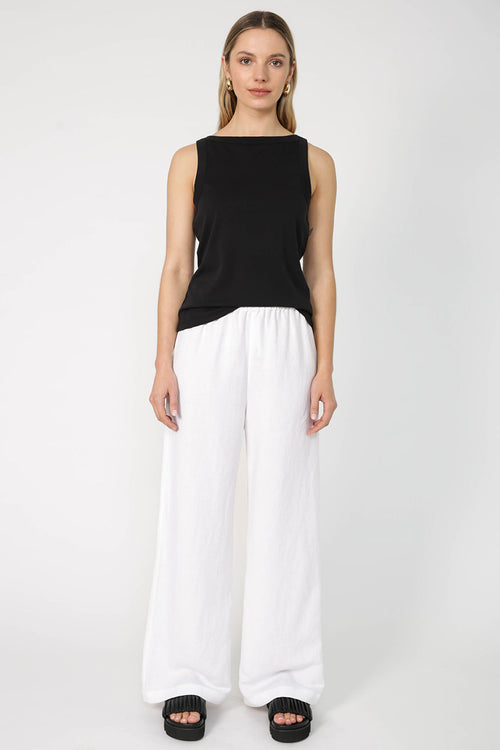 coached pant / white linen