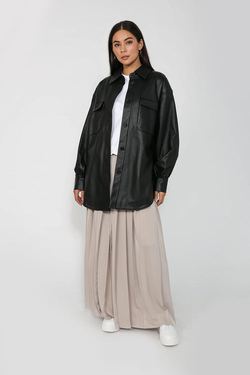pleating skirt / taupe neutral