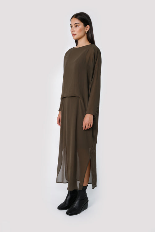 traverse dress / bark olive