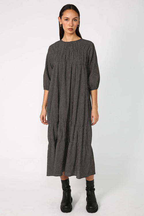 section dress / black|natural check