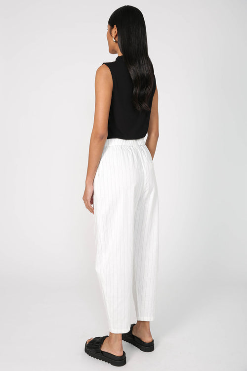 barrel full length pant / ivory|black pinstripe