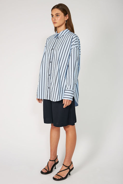 untold oversize shirt / blue|navy stripe