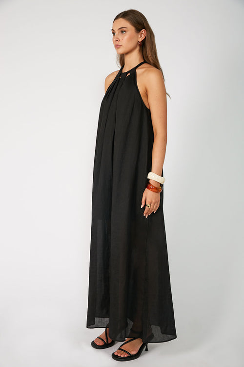 cable maxi dress / black