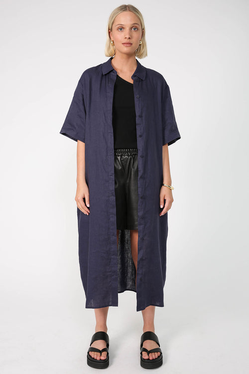 contract shirt dress / navy