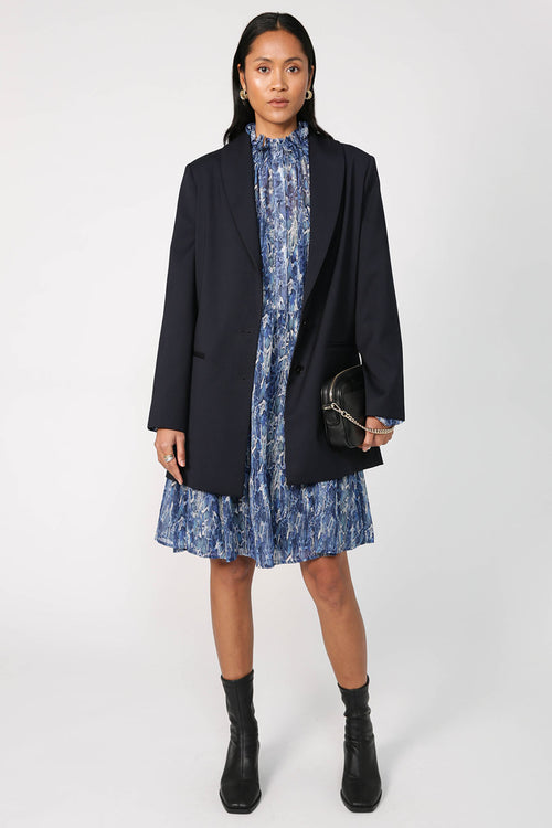 emissive long sleeve dress / blue cobra