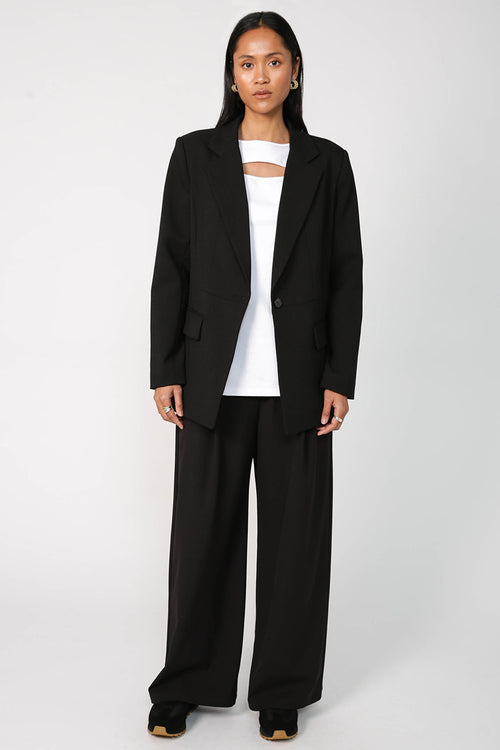 barrel wide leg pant / black