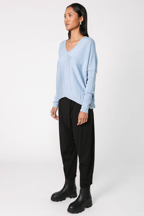 step sweater / sky blue marle