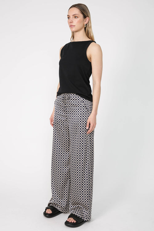 frame pant / navy|natural geo print
