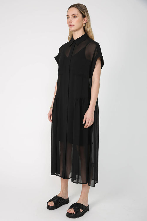 trekker midi dress / black