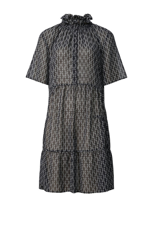 emissive tee dress / black|sand sequence print