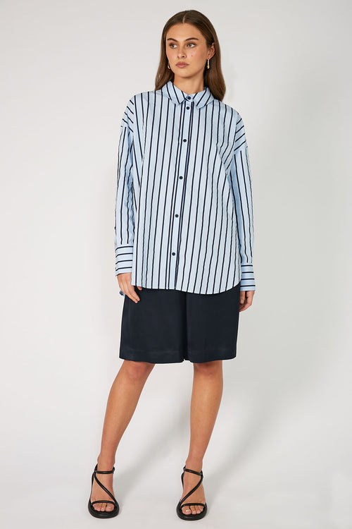 untold oversize shirt / blue|navy stripe