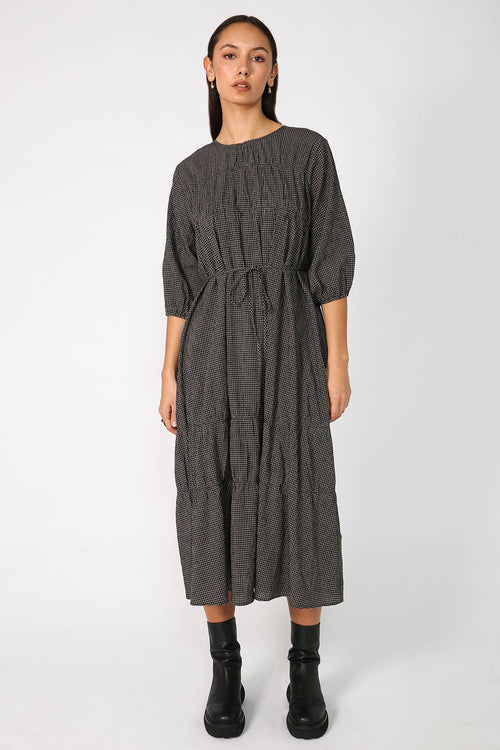 section dress / black|natural check