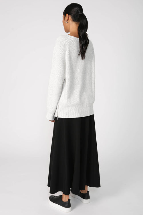 zipped sweater / silver grey