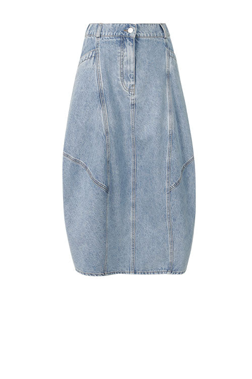 embered denim skirt / washed indigo