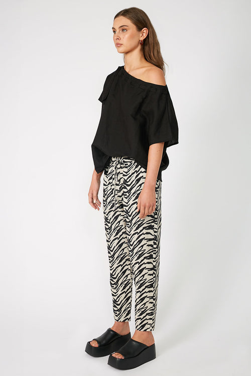 dessa pant / natural|black abstract zebra