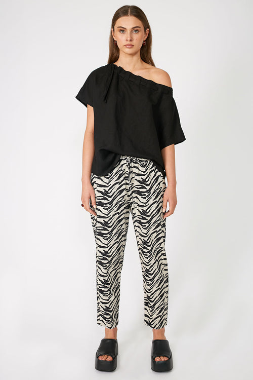 dessa pant / natural|black abstract zebra