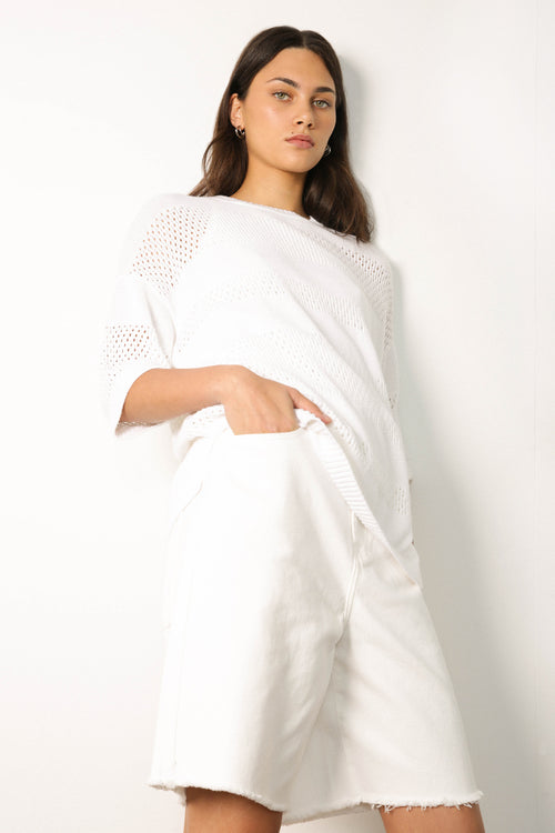 stripe turning top / white