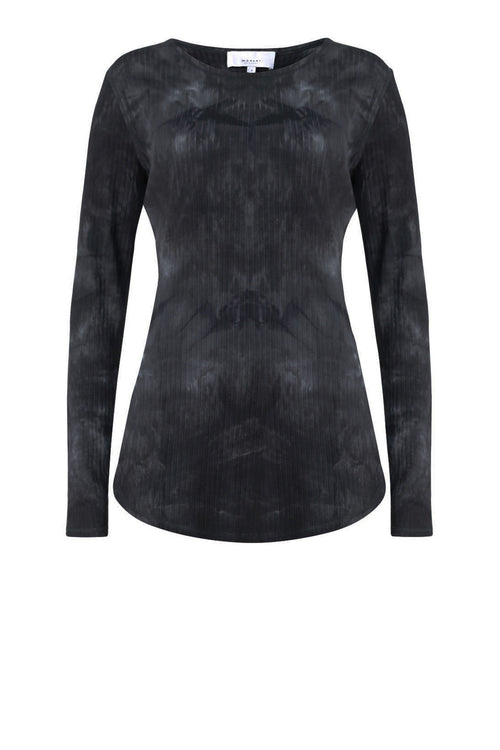 shy layering top / black|charcoal tie dye