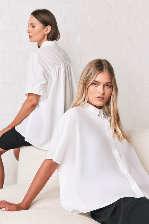shirr shirt / white