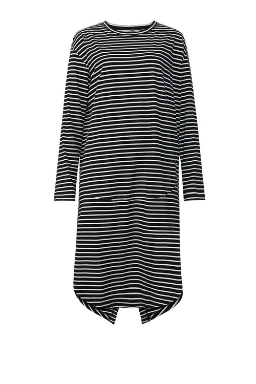trickster dress / black|white stripe