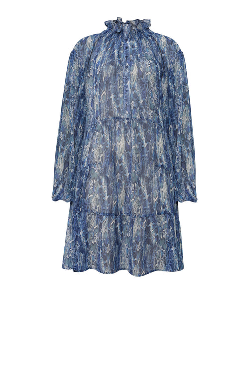 emissive long sleeve dress / blue cobra