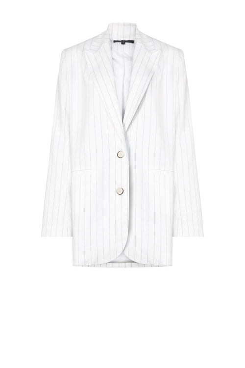 barrel blazer / ivory|black pinstripe