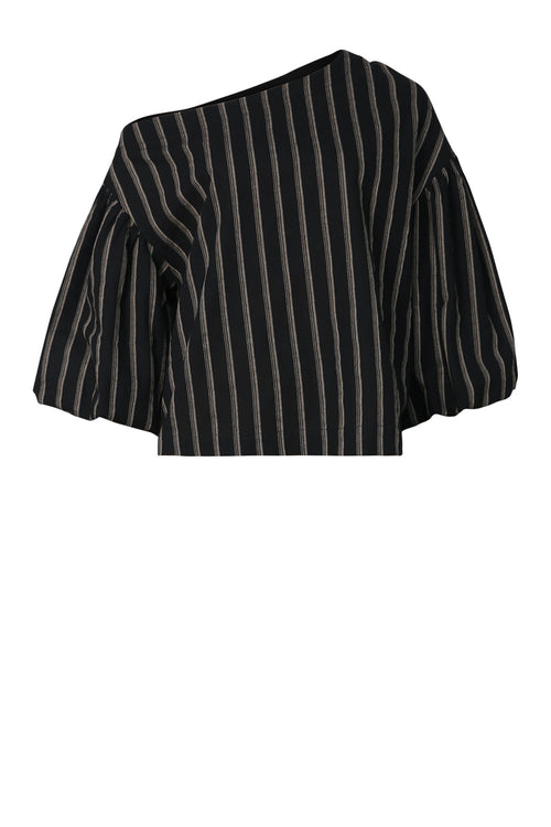 tilted tee / black|natural stripe
