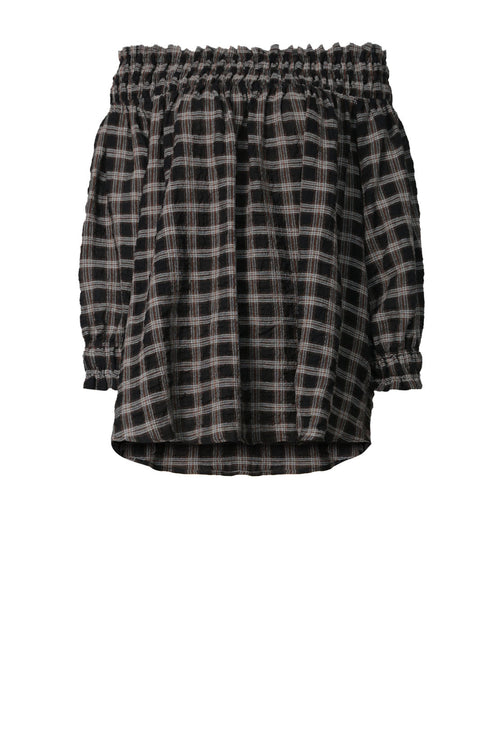 interpret top / black|brown check