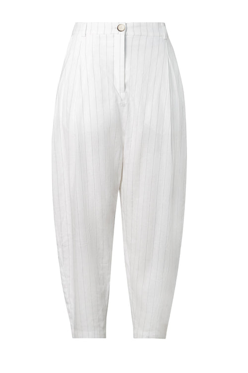barrel full length pant / ivory|black pinstripe