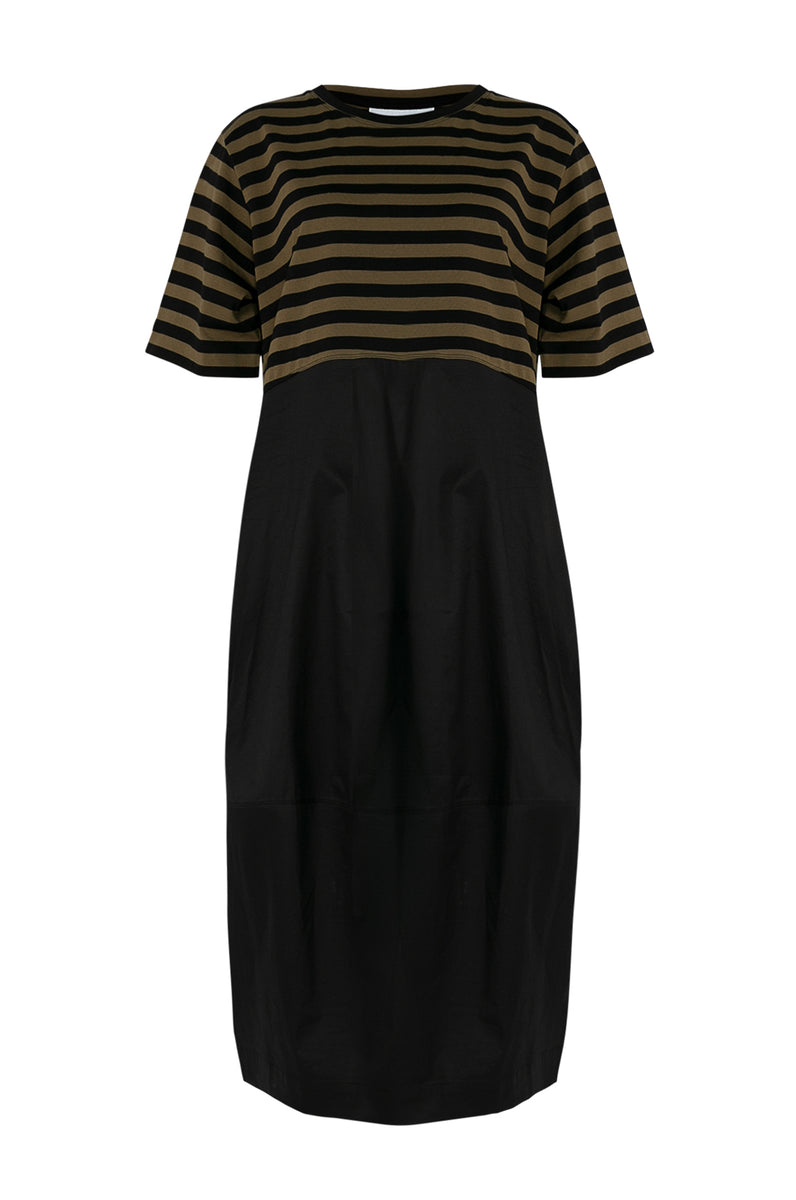 headspin dress / black|khaki wide stripe | m o o c h i headspin dress / black|khaki wide stripe | m o o c h i