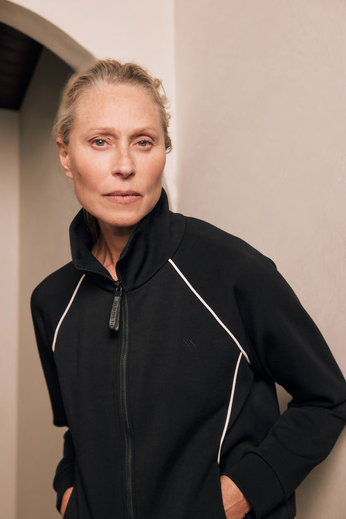 contrasted track jacket / black|ecru