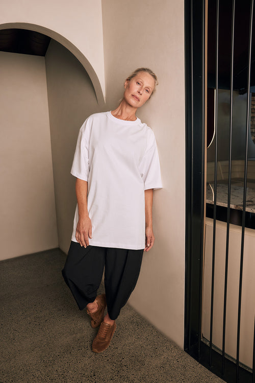 fronted longline tee / white