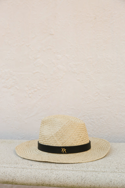 granger straw hat / natural|black