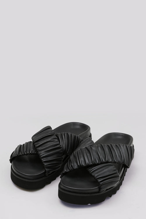 ruche cross slide / black|black