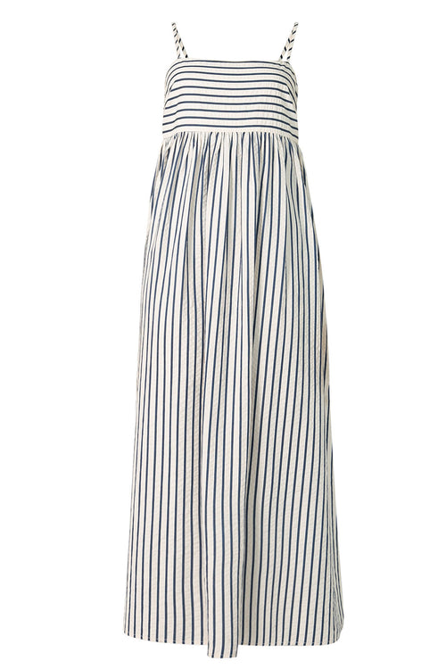 lyrical dress / ivory|navy stripe