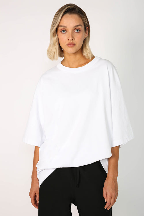 fronted longline tee / white