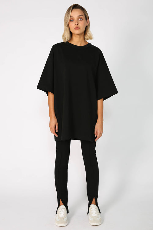 fronted longline tee / black