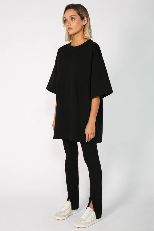 fronted longline tee / black