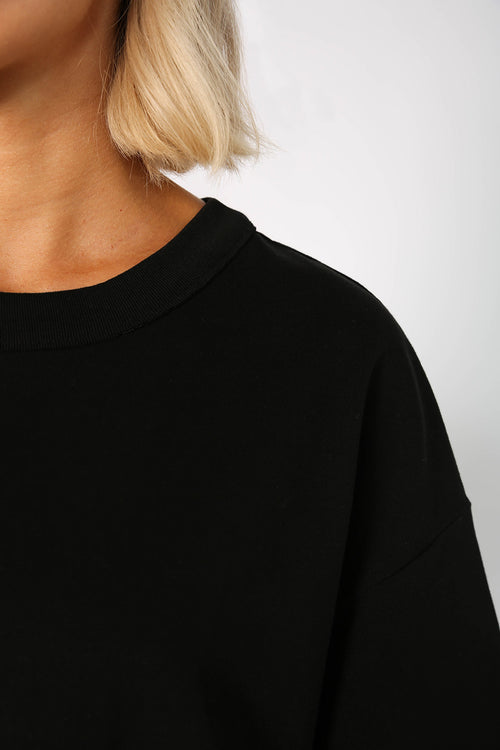 fronted longline tee / black